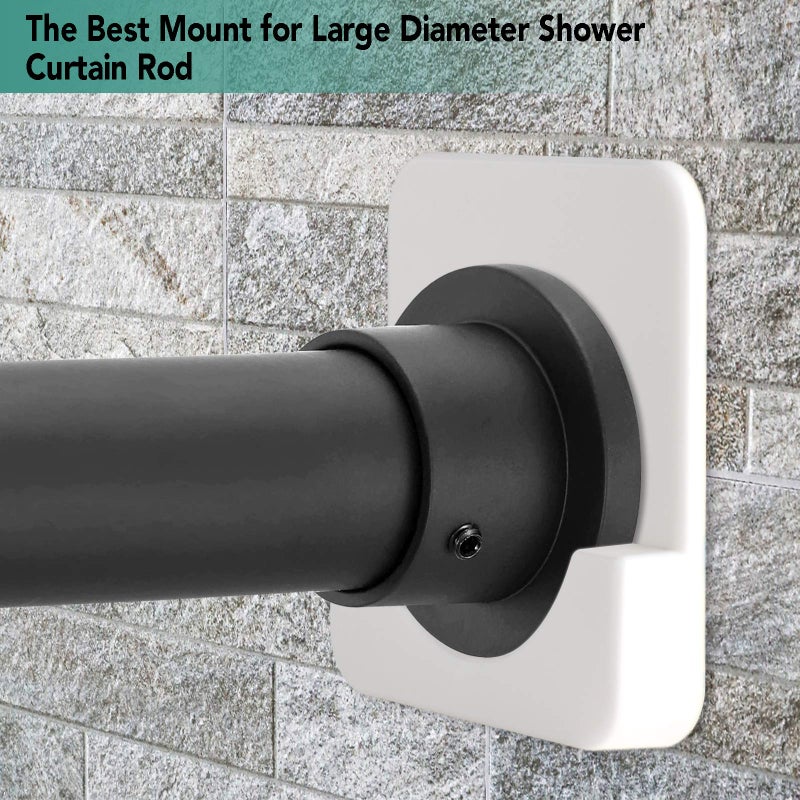 CANRAY Shower Curtain Rod Holder for Wall Mount | Adhesive Shower Tension Rod Retainer for Tile | No Drilling | Stick On | 2 Pack, White (Shower Curtain Rod Not Included) - Image 5